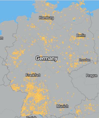 Übersichtskarte Netzabdeckung LoRaWAN Deutschland-Netz der Minol ZENNER Connect